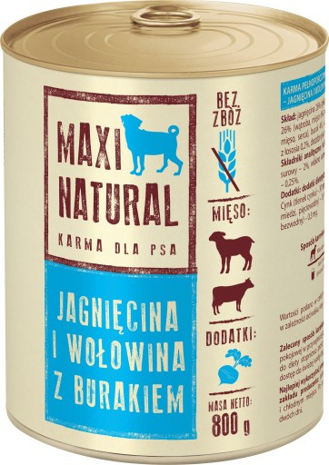 Karma psa Maxi Natural JAGNIĘCINA WOŁOWINA 800g Karma psa Maxi Natural JAGNIĘCINA WOŁOWINA 800g