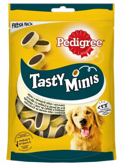 Pedigree Tasty Minis z serem i wołowiną 140 g Pedigree Tasty Minis z serem i wołowiną 140 g