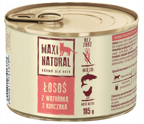 Maxi Natural Łosoś Wątróbka z Kurczaka 185g Maxi Natural Łosoś Wątróbka z Kurczaka 185g