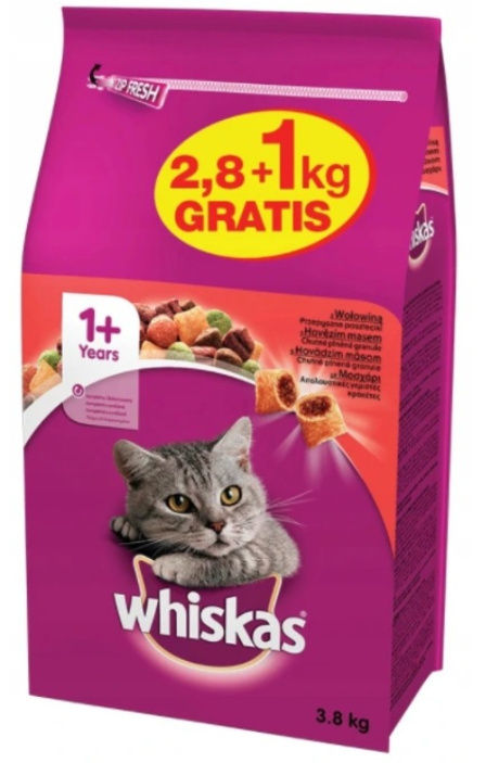 Whiskas Sucha Karma Dla Kotów Wołowina 3,8kg Whiskas Sucha Karma Dla Kotów Wołowina 3,8kg